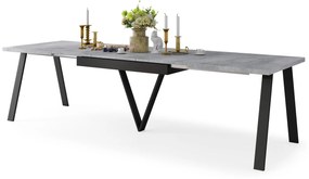 AVERY Beton Millenium/onderkant zwart - LOFT/INDUSTRIËLE TAFEL VOOR WOONKAMER/EETKAMER UITKLAPBAAR TOT 330 cm!