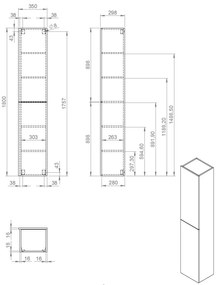 Best Design Blanco hoge kolomkast 35x180cm bruin eiken