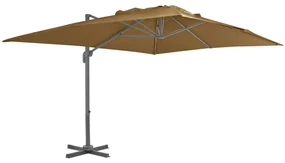 vidaXL Parasol met draagbare voet taupe
