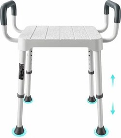 VEVOR douchekruk, draagvermogen 181,4 kg, in 6 standen in hoogte verstelbaar, antislip TPR-rubberen voetjes, frame van aluminiumlegering, geschikt voor senioren, mensen met een beperking en mensen met een blessure.