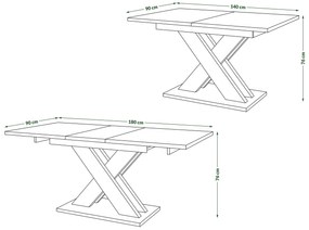 KARO Artisan eiken goud/zwart mat - MODERNE UITSCHUIFBARE TAFEL TOT 180 cm!