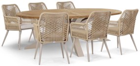 Tuinset 6 personen 240 cm Aluminium/Wicker Taupe Coco Vedra/Brookline
