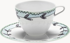 Koffiekopjes & schoteltjes Midnight Flowers van Fine Bone China, 4-delig