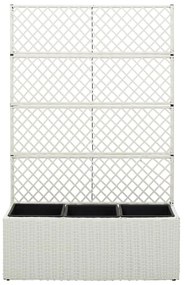 vidaXL Latwerkplantenbak verhoogd met 3 potten 83x30x130 cm rattan wit