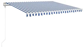 vidaXL Luifel automatisch met LED en windsensor 400x350 cm blauw wit
