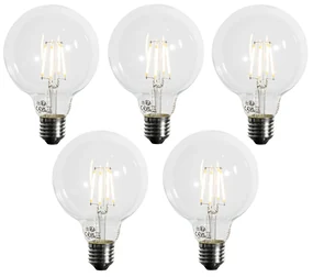 Set van 5 E27 3-staps dimbaar LED lamp G95 4W 450 lm 3000K