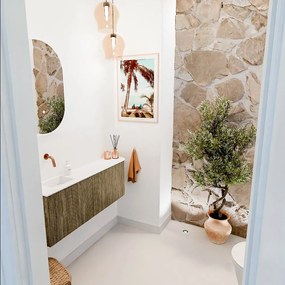 Mondiaz Joya 110cm toiletmeubel ronding rechts dusk met wastafel faye links zonder kraangat talc
