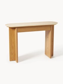 Houten wandtafel Zumi met travertijn blad