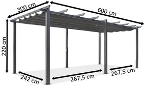 Barbados 3 x 6 m houten tuinpunt metalen terras pergola frame