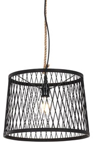 Landelijke buiten hanglamp zwart rotan 40 cm - Calamus