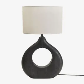 Joana Mangohouten Tafellamp Gewoon Zwart & Wit Ø30 Cm - ↑20 Cm Arlina - Sklum