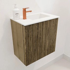 Mondiaz Joya 40cm toiletmeubel dusk met wastafel faye rechts 1 kraangat talc
