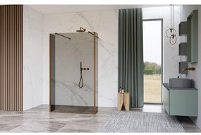 Fortifura Galeria Vrijstaande Inloopdouche - 100x200cm - Rookglas - antikalk - 8mm veiligheidsglas - wandsteunen - Geborsteld koper PVD (Koper) SW927772 2x/SW797940