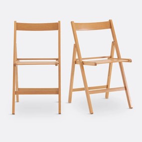 Set van 2 plooibare stoelen, massief beukenhout, Yann