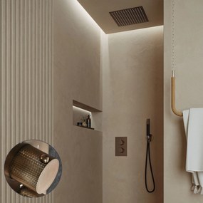 Saniclear Cube Curved Pro inbouw regendouche met inbouw douchekop 30x30cm en staafhanddouche verouderd messing