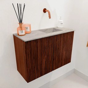 Mondiaz Joya DLux 60cm toiletmeubel ruby met wastafel faye rechts zonder kraangat glace