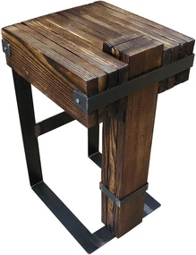 CHYRKA® Eettafel woonkamer tafel DROHOBYCZ kruk loft vintage bar industrieel design handgemaakt hout glas metaal