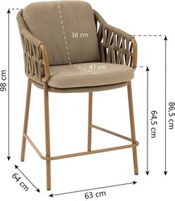 4 Seasons Outdoor Seasons Biarritz High Dining Chair Amber With Cushions (per ) Rope Taupe