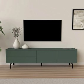 Tenzo Plain Mat Groen Tv-meubel Modern Metalen Poot - 210x45x57cm.