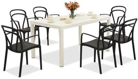 King/Vague wit en antraciet tuinmeubelset voor 6 personen Bica