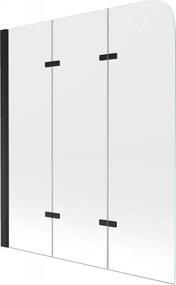 Mexen Felix drievoudig badscherm 120 x 140 cm, transparant, zwart - 890-120-003-70-00