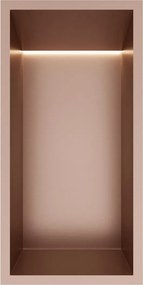 Hotbath &More inbouwnis met verlichting 30x15x10cm geborsteld koper PVD