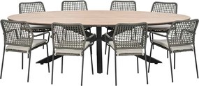 Garden Impressions Natas tuinset grijs 9-delig - Tulli tuintafel ovaal 280x140 cm