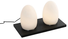 Buitenlamp met dimmer LED Set van 2 tafellamp met dimmeren wit RGBW oplaadbaar - Eggo Modern IP54 Buitenverlichting ovaal Lamp