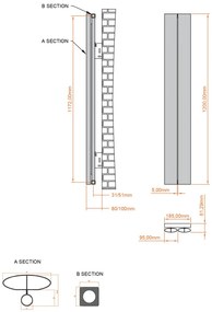 Eastbrook Malmesbury radiator 20x120cm aluminium 375W grijs mat