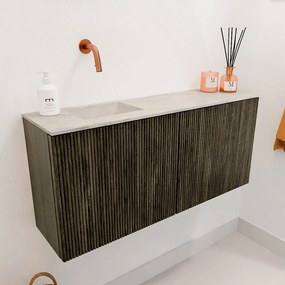 Mondiaz Joya DLux 90cm toiletmeubel shadow met wastafel faye links zonder kraangat ostra