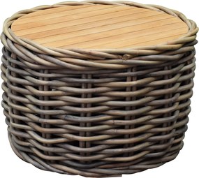 Sumatra grote ronde tafel met teakblad naturel rotan