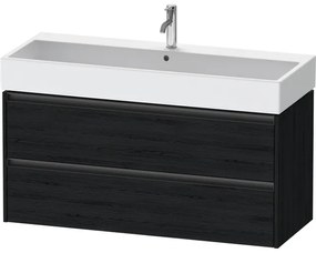 Duravit Ketho 2 wastafelonderbouwkast met 2 laden voor enkele wastafel 118.4x46x54.9cm met grepen antraciet eiken zwart mat K25279016160000