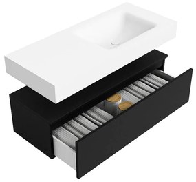 Zaro Alan badmeubel 110cm urban 1 lade met vrijhangende wastafel cloud rechts zonder kraangat talc