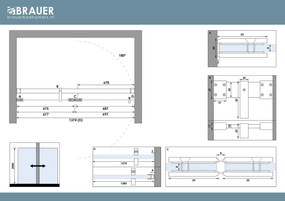 Brauer Void profielloze nisdeur 140cm met draaideur 70cm aan glas RVS geborsteld PVD