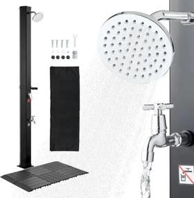 VEVOR Solardouche 35L, tuindouche 2160 mm, buitendouche met voetplaat en voetkraan, zwembaddouche met warm- en koudwaterregeling, campingdouche voor tuin, zwembad, strandzwembad, zwart
