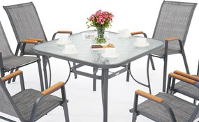Modena/Bitonto grijze tuintafel voor 6 personen met Garden Point vierkante tafel