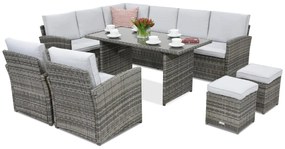 Monaco Comida 7 tuinmeubelen + 2 Garden Point poefs grijs