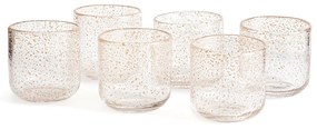 Set van 6 glazen in  bubbelglas en lovertjes, Paljett