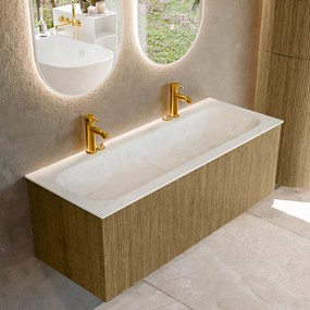 Mondiaz Kurve-dlux 120cm badmeubel dusk met 1 lade en wastafel big large midden 2 kraangaten opalo
