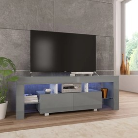 vidaXL Tv-meubel met LED-verlichting 130x35x45 cm hoogglans grijs