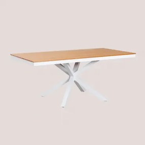 Rectangular Tuintafel 180x100 Cm Van Eucalyptus Hout En Aluminium Archer Gardenia Wit - Sklum