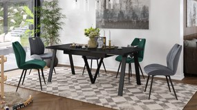 AVERY zwart mat - LOFT/INDUSTRIËLE TAFEL VOOR WOONKAMER / EETKAMER UITKLAPBAAR TOT 330 cm!