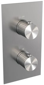 BRAUER Stripe 3-weg Inbouwthermostaat - rechthoekig - in- en afbouwdelen - RVS-kleurig geborsteld PVD 5-NG-353