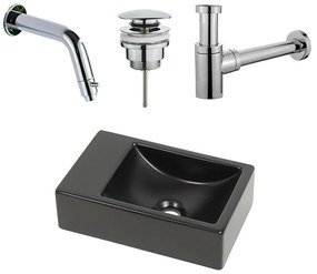 Plieger Houston fonteinset met zwarte fontein links en chromen inbouwkraan