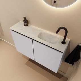 Mondiaz Ture DLux toiletmeubel 80cm cale met wastafel opalo rechts met kraangat