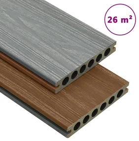 vidaXL Terrasplanken met accessoires 26 m² 2,2 m HKC bruin en grijs