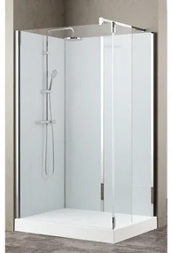 Nemo Stock Vidrio complete inloopdouche - 120x90x195cm - met zijwand 37cm - met garnituur - achterwand wit - douchebak wit - chroom RNAA12090H2-A