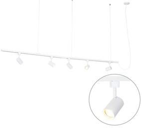 Modern hang railsysteem wit met 5 Spot / Opbouwspot / Plafondspots 1-fase - Jeana Modern GU10 Binnenverlichting Lamp
