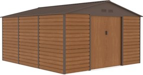 Lahti metalen gereedschapshuis 3,4 x 3,9 m Winkel Boss houtachtig