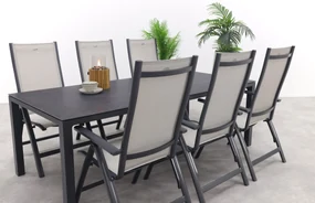 Hartman Monza alu/Chaneo verstelbare tuinset - 220x100 cm. - 7-delig